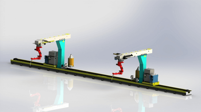 中集飞秒13米地轨倒装C型架(8轴横移)焊接工作站